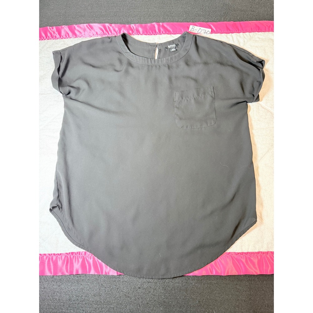 Buffalo David Bitton Black Short Sleeve Pocket Blouse Size Medium